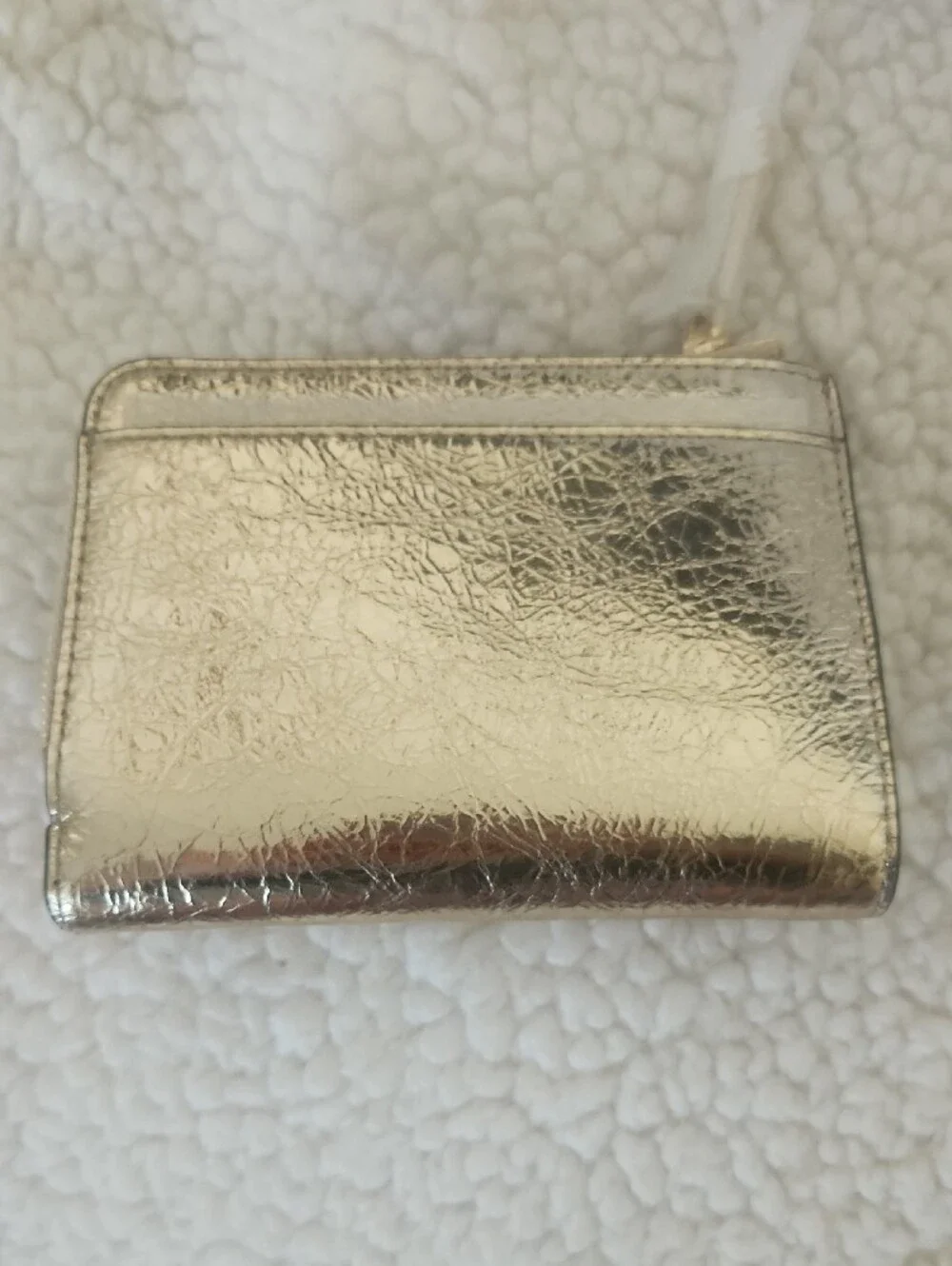 kate spade Metallic Gold Crinkled Leather Card Holder